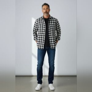 Billy Reid Shirt Men XL Tuscumbia Plaid Black Multi